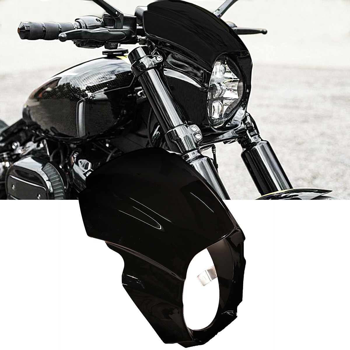 RUDYNESS GLOSS BLACK HEADLIGHT FARING COVER FOR HARLEY SOFTAIL BREAKOUT 2018-2020 FXBR FXBRS 