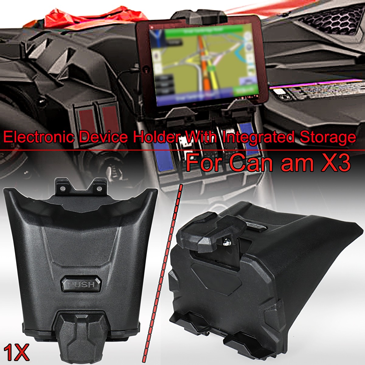Rudyness Electronic Device Holder with Integrated Storage for 2017-2020 Can Am Maverick X3 Models
