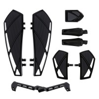 Black Phantom Floorboards Footpegs Shifter Peg Pedal Kit For Harley Touring Road Glide